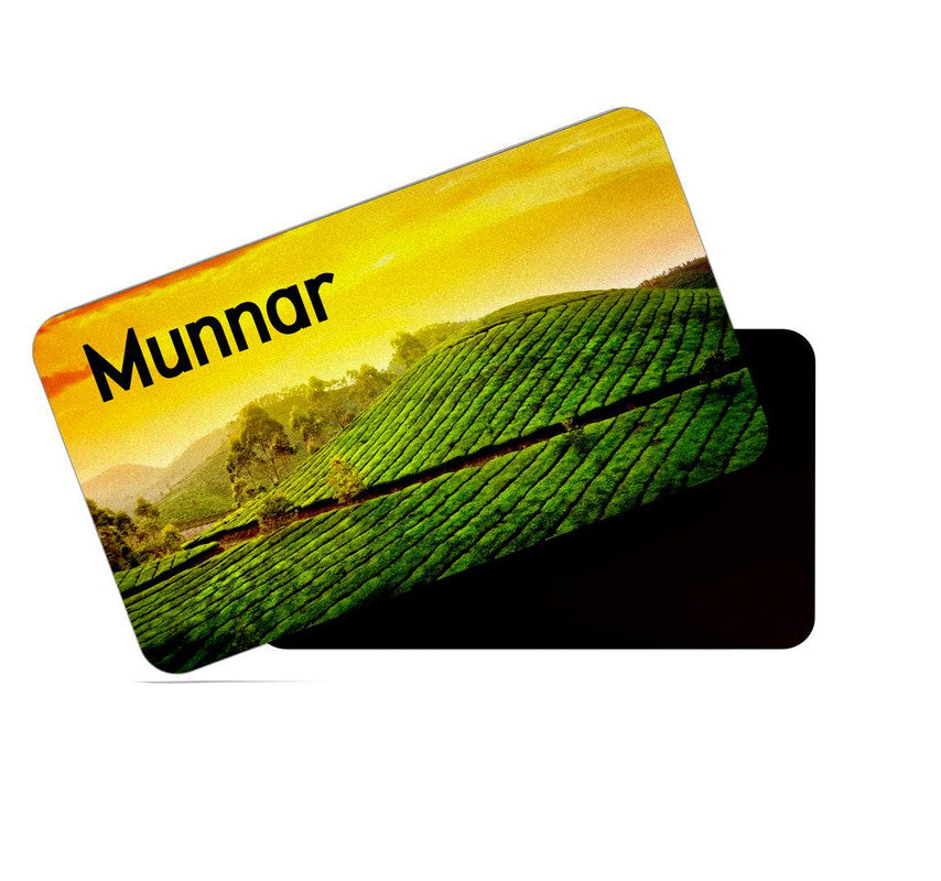 dhcrafts Rectangular Rubber Fridge Magnet / Magnetic Card Multicolor Kerala Munnar Sunrise Design Pack of 1 (8.6cm x 5.4cm)